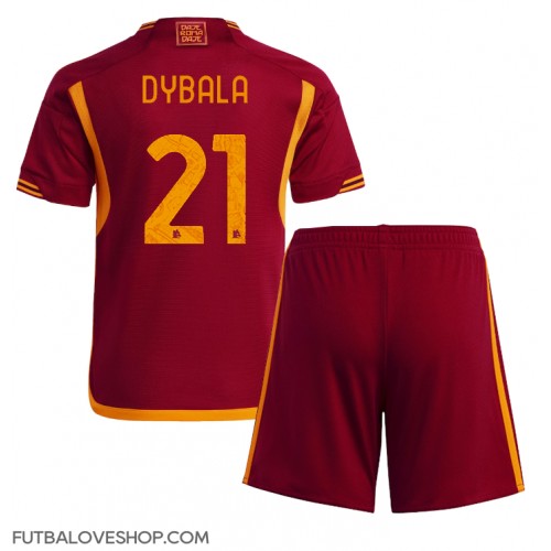 Dres AS Roma Paulo Dybala #21 Domáci pre deti 2023-24 Krátky Rukáv (+ trenírky)